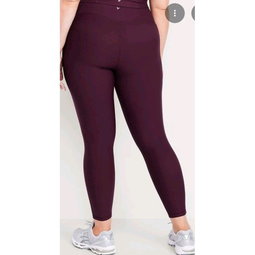 NWT Women's Old Navy Ex High Waist PowerSoft Ankle Pocket Leggings Size 3X Wine